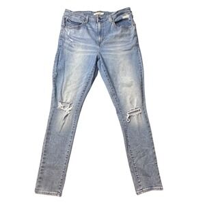 Levi's 721 Jeans Women 33 Blue High Rise Skinny Distressed Ripped Denim Pants
